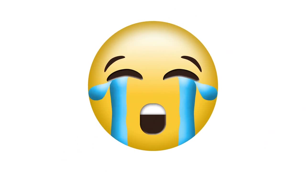 animación del icono de emoji triste sobre zigzags en movimiento sobre fondo blanco