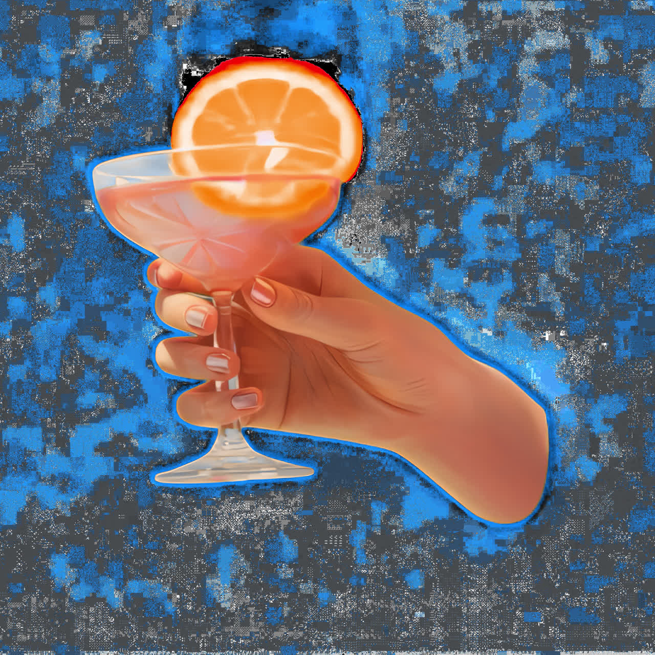 Elegant hand holding cocktail animation isolated asset, transparent 4K video, alpha channel, ProRes