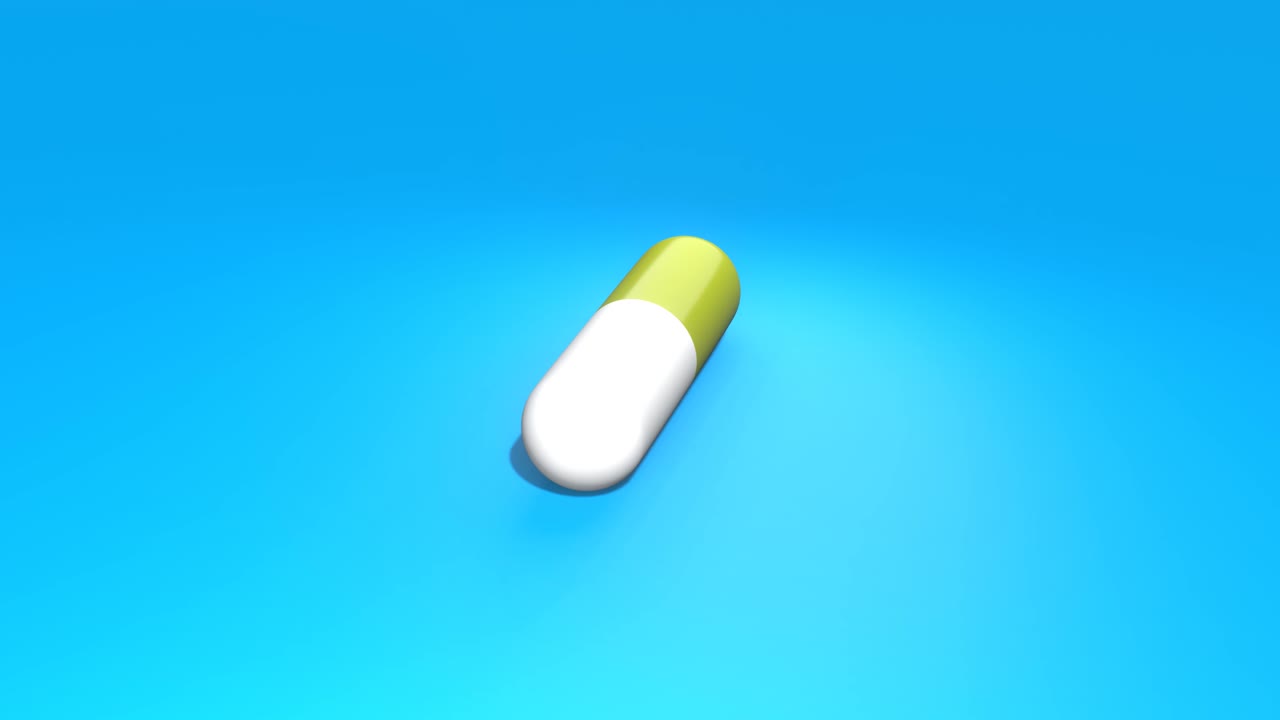 알약은 파란색 배경에서 회전합니다.