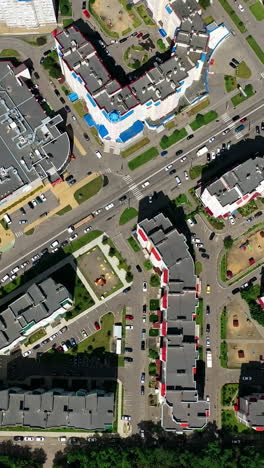 Drone view of urban environment. Aerial urban cityscape view from drone