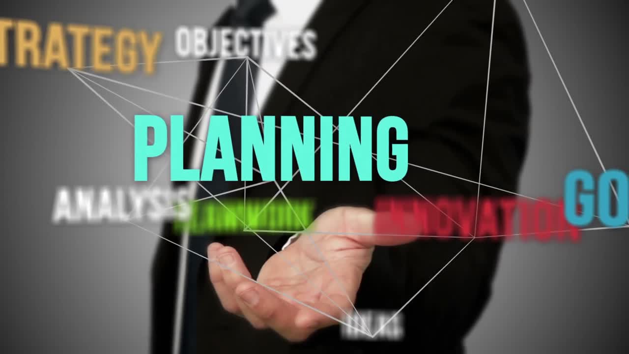 홀로그램 을 제시 하는 사업가