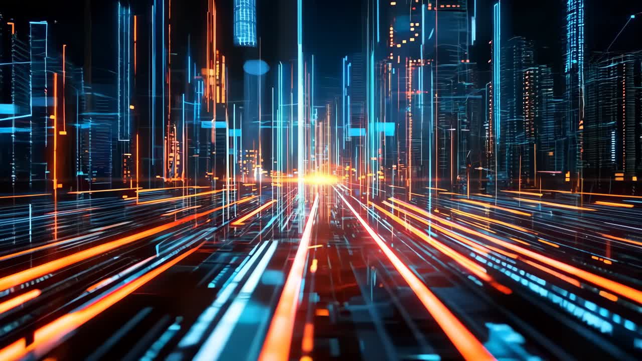 A city at night with a lot of lights on the road