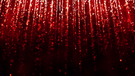 background with falling particles of red gold glitter. rain of red confetti, magic light, golden glitter, glamour. beautiful animated christmas, valentines day background. seamless loop