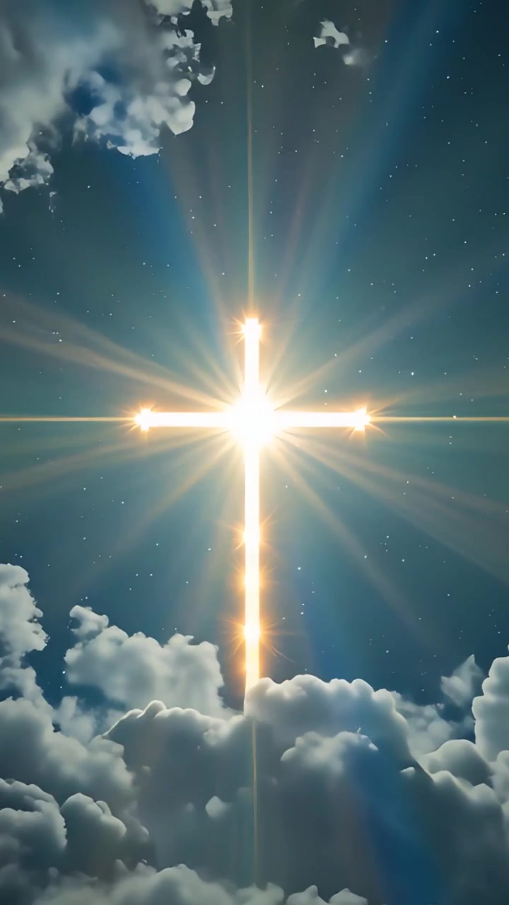 Christian Cross Heavenly Light Worship Background 4K