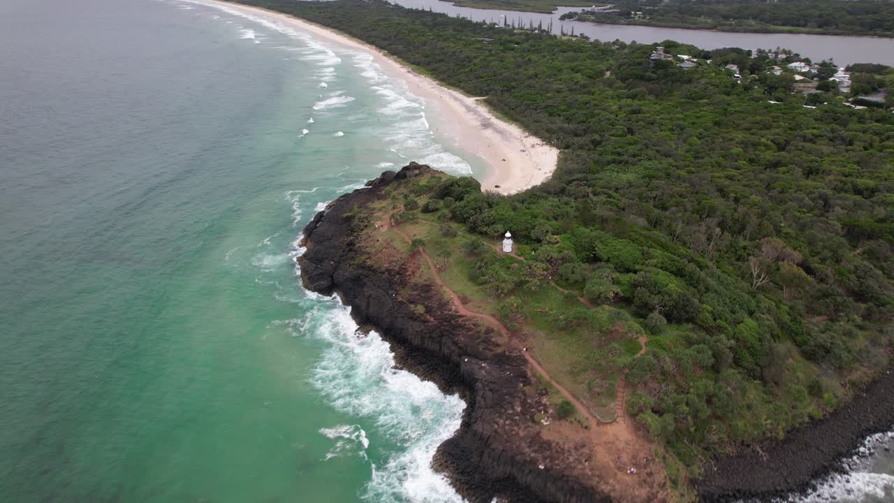 Fingal Head Causeway E Spiaggia Nel NSW, Australia - Ripresa Aerea Con Drone