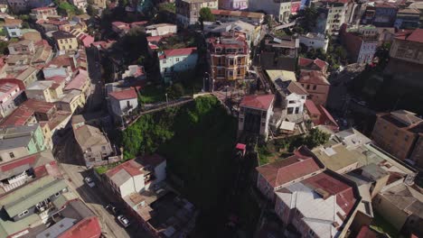 Aerial-View-Over-Ascensor-Reina-Victoria-Hillside-Funicular