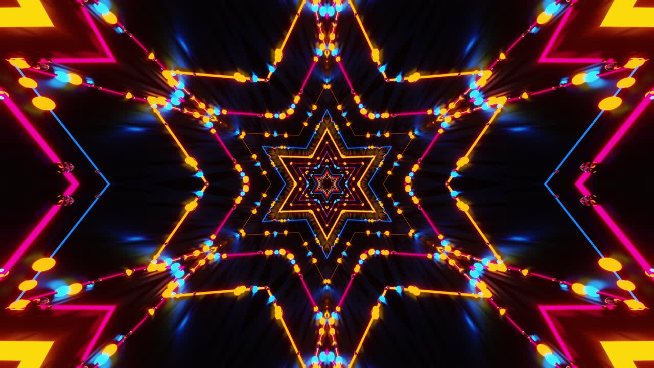 추상적인 네온 스타 터널 비주얼