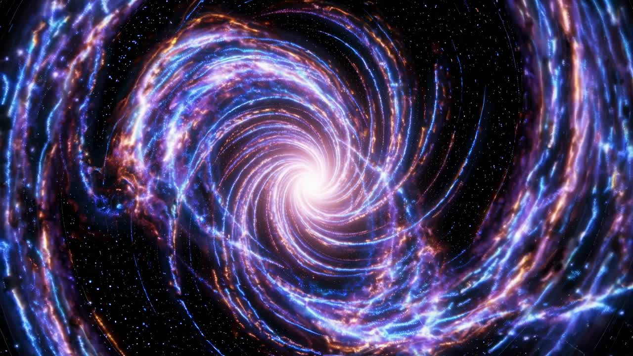 A mesmerizing spiral galaxy viewed from a top-down angle, showcasing vibrant cosmic colors
