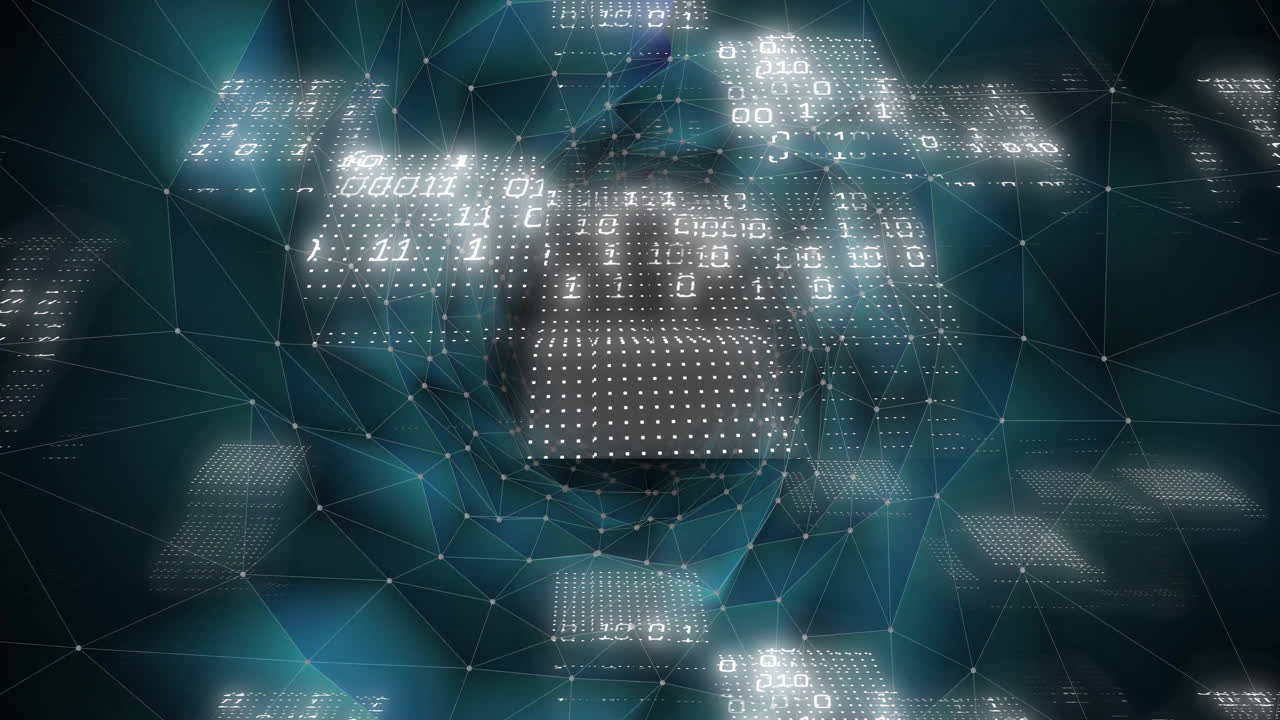 procesamiento de datos digitales a través de nodos y líneas de red brillantes interconectados