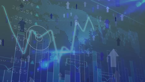 graphs and statistics with arrows moving up
