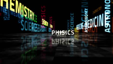 speed flight over science text loop abstract concept