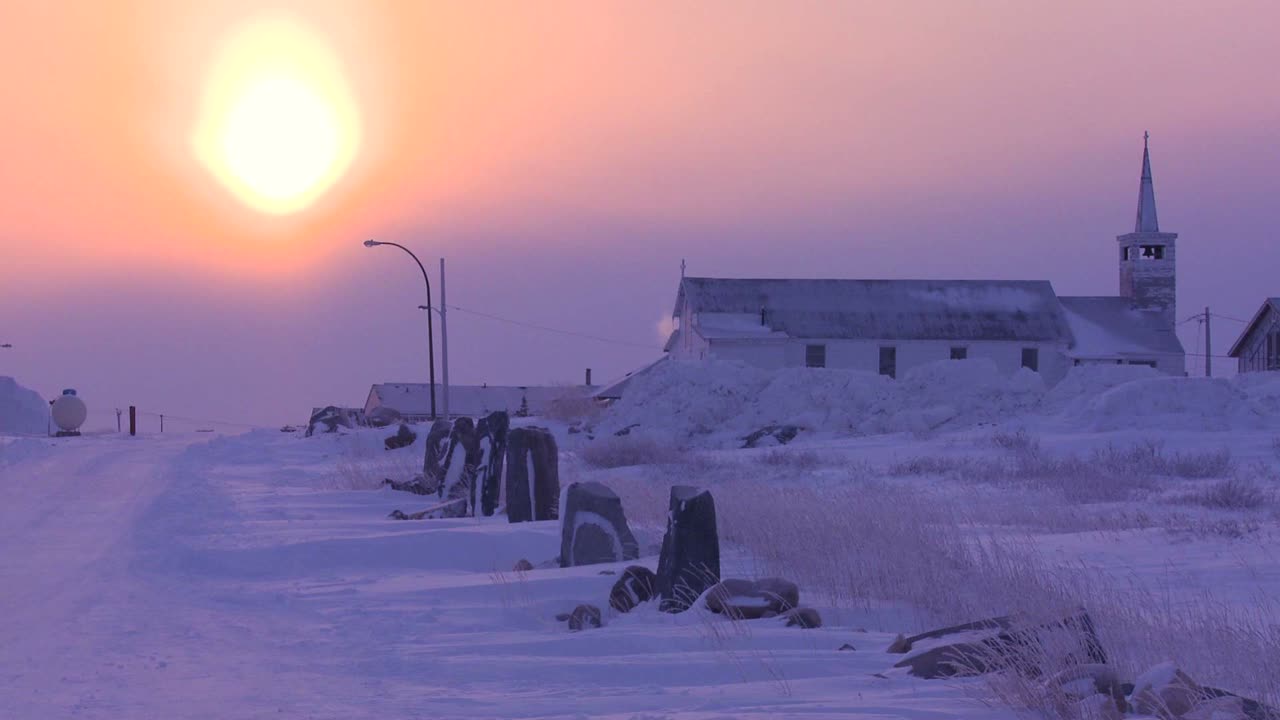 처칠 매니토바 캐나다 허드슨 베이 1에서의 일몰 또는 일출