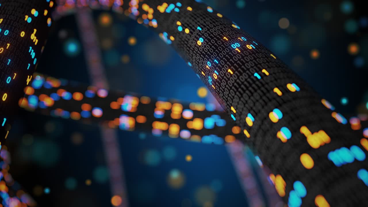 Big data cloud computing internet of things IOT AI network technology. Seamless loop 4K VJ background.