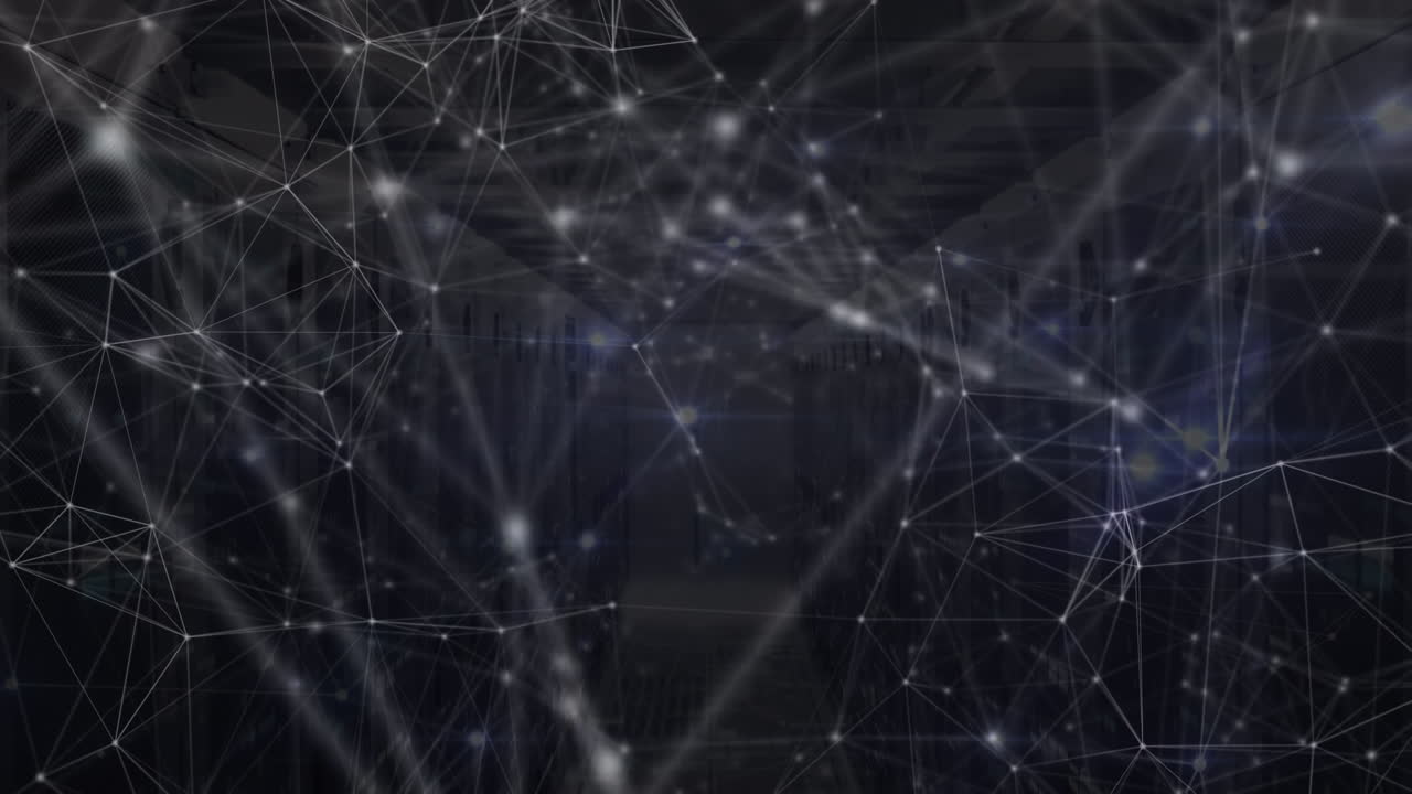 Animation of network of connections over server room