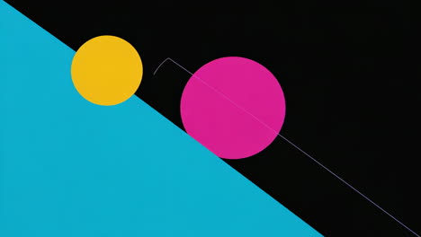 abstract geometric design with vibrant shapes and diagonal division