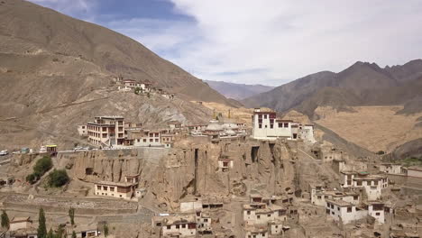 lamayuru monastery and village on the steep mountain slope of moonland in leh, ladakh, india