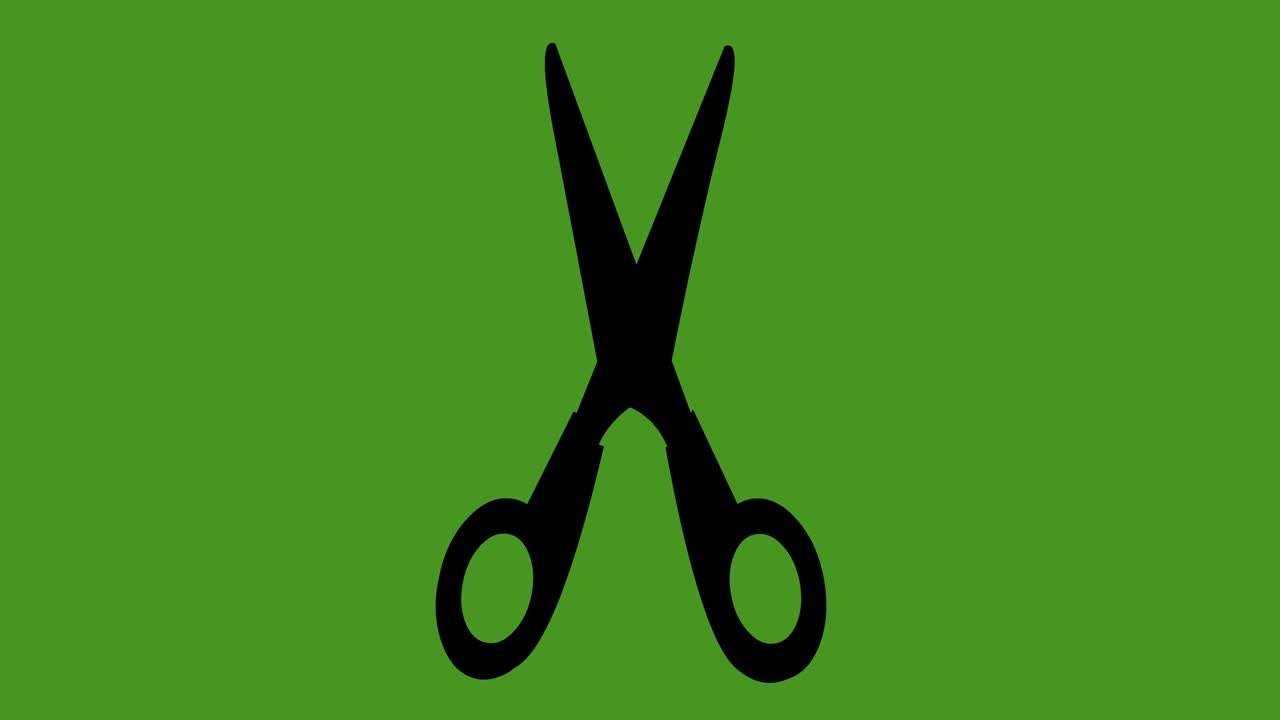 Loop animation of the black silhouette of a scissors