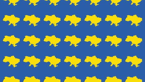 yellow ukraine country map animated pattern on a blue background. simple politic motion graphic seamless loop background