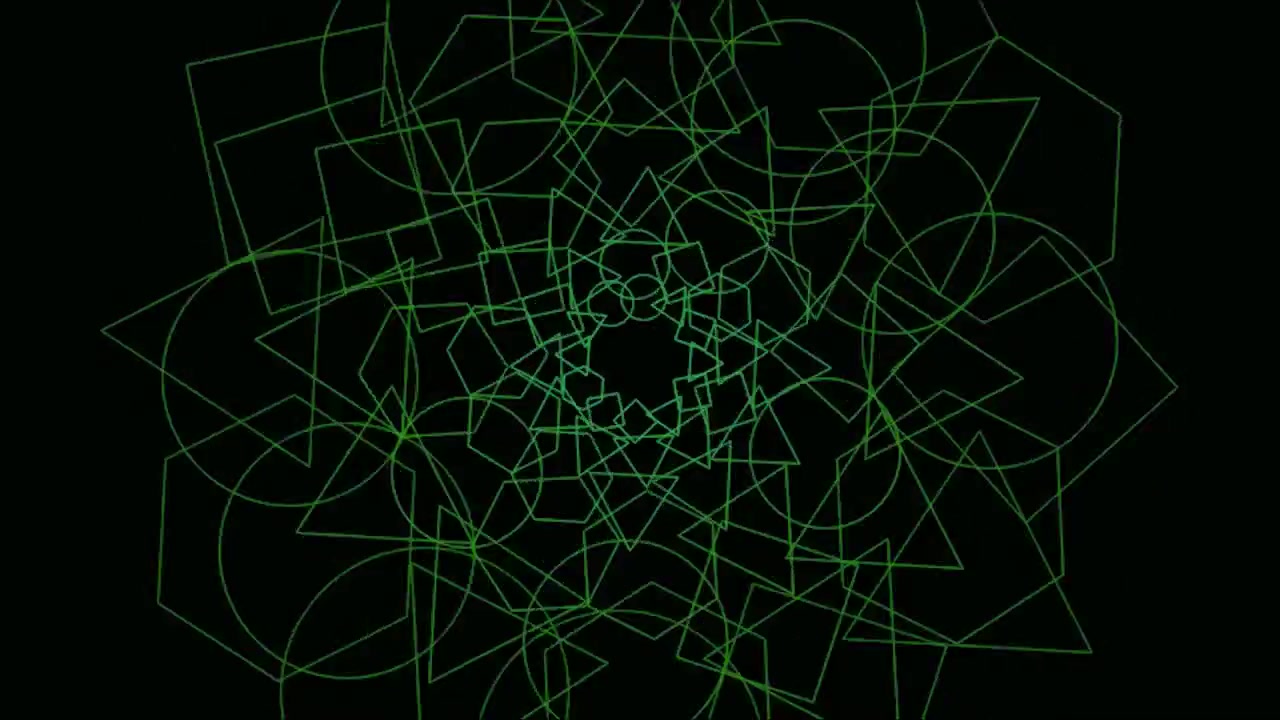 Abstract Geometric Green Line Animation on Black Background