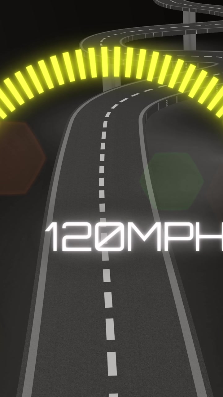 Animation of car panel and road over black background