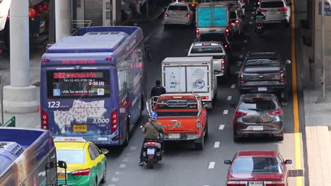 vehicles moving through congested city streets