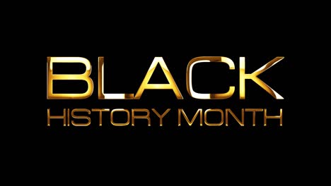 블랙 히스토리 달의 금색 텍스트와 라이트 효과 4k 3d 렌더링 알파 채널 타임 프로레스 4444와 함께 고립 된 투명한 블랙 히스트리 몬트 타이틀 인트로 오버레이.