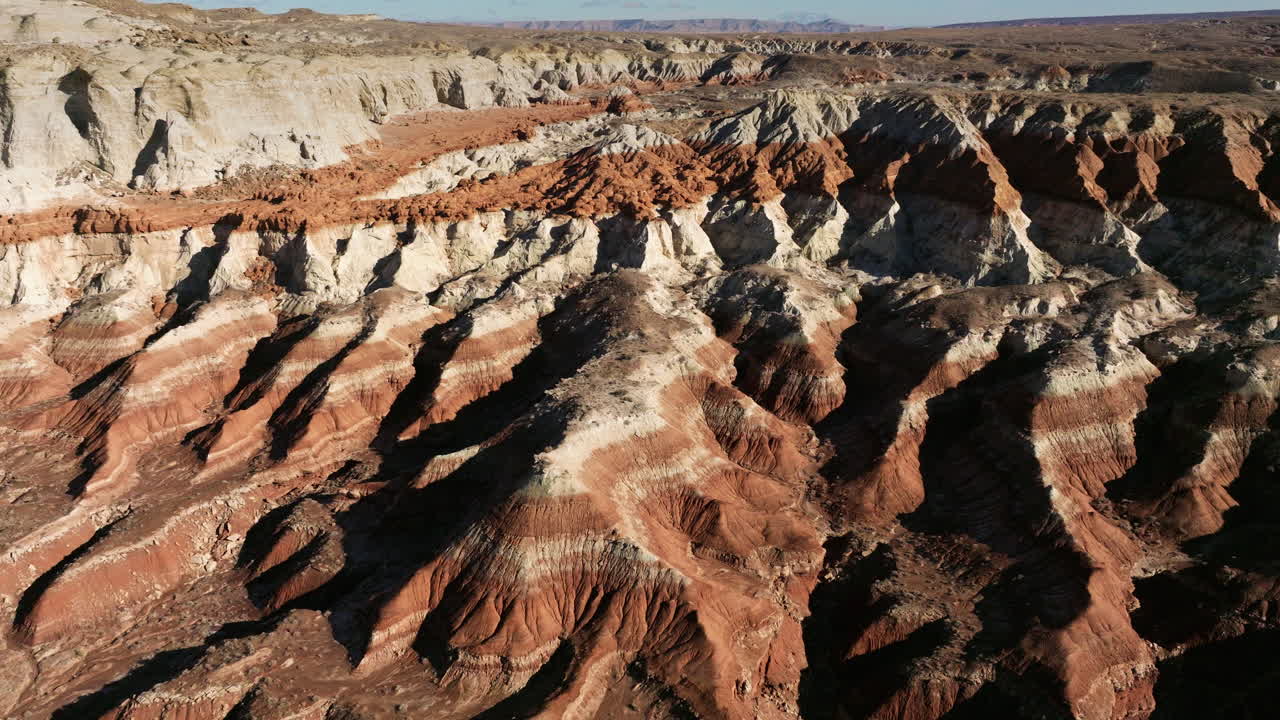 Drone shot flying over interesting rock formations in the southwest