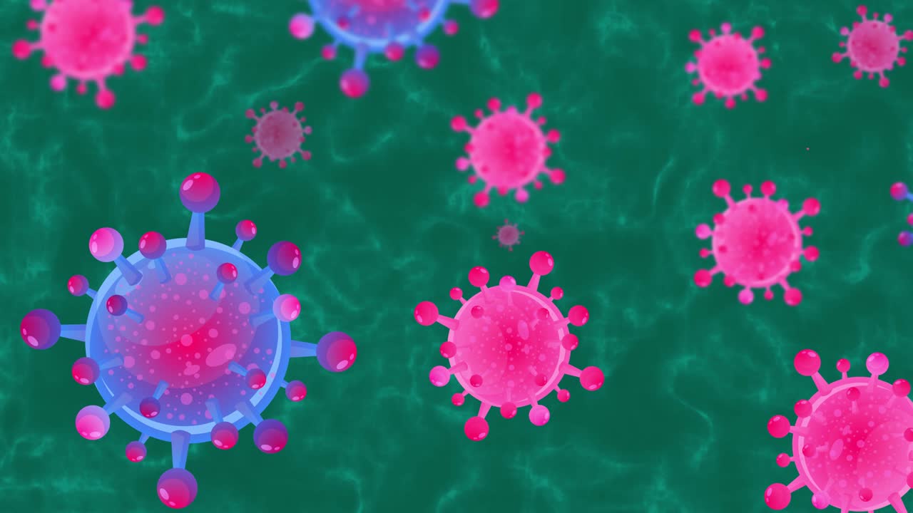 Motion corona Virus In Background with space for text. viruses under microscope, popular scientific abstract corporate background