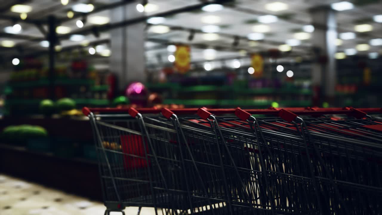 코로나19 전염병과 비어있는 슈퍼마켓