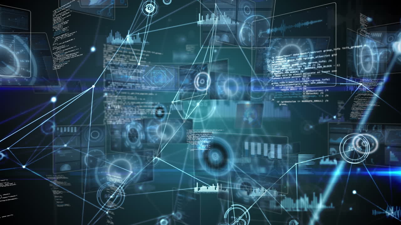 Animation of network of connections with scopes scanning