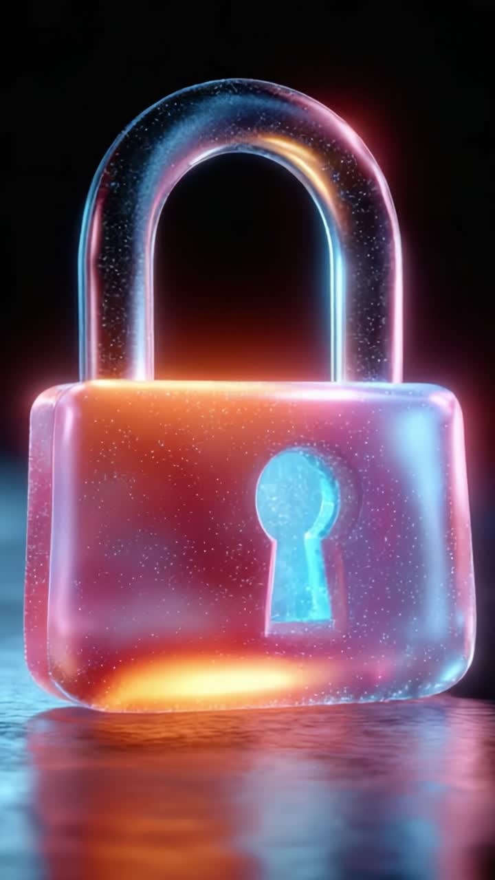 A Stunning Visual Representation of a Transparent Padlock Emitting Soft Neon Light, Symbolizing Security and Protection in the Digital Age, Capturing Attention with Its Unique Design