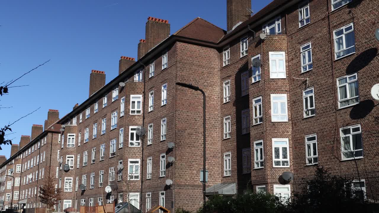 Residential apartment buildings in United Kingdom, red brick multi apartment home