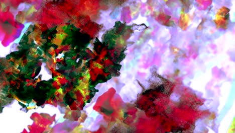 patrones coloridos de partículas, animación en 3d, bucles