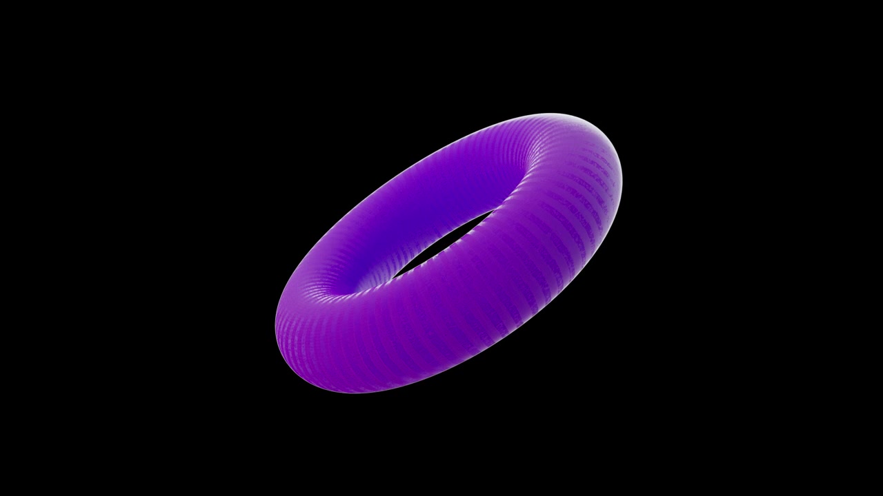 Rotující fialový torus na černém pozadí