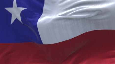 4k la bandera nacional de chile arrugas bucle viento sin costuras en el fondo del cielo azul.