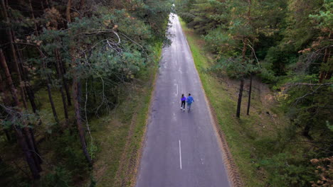 couple running in a road