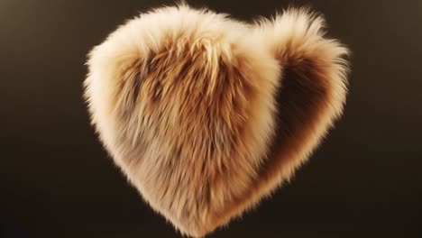 fluffy brown heart rotates gracefully against a black background, evoking feelings of love and warmth