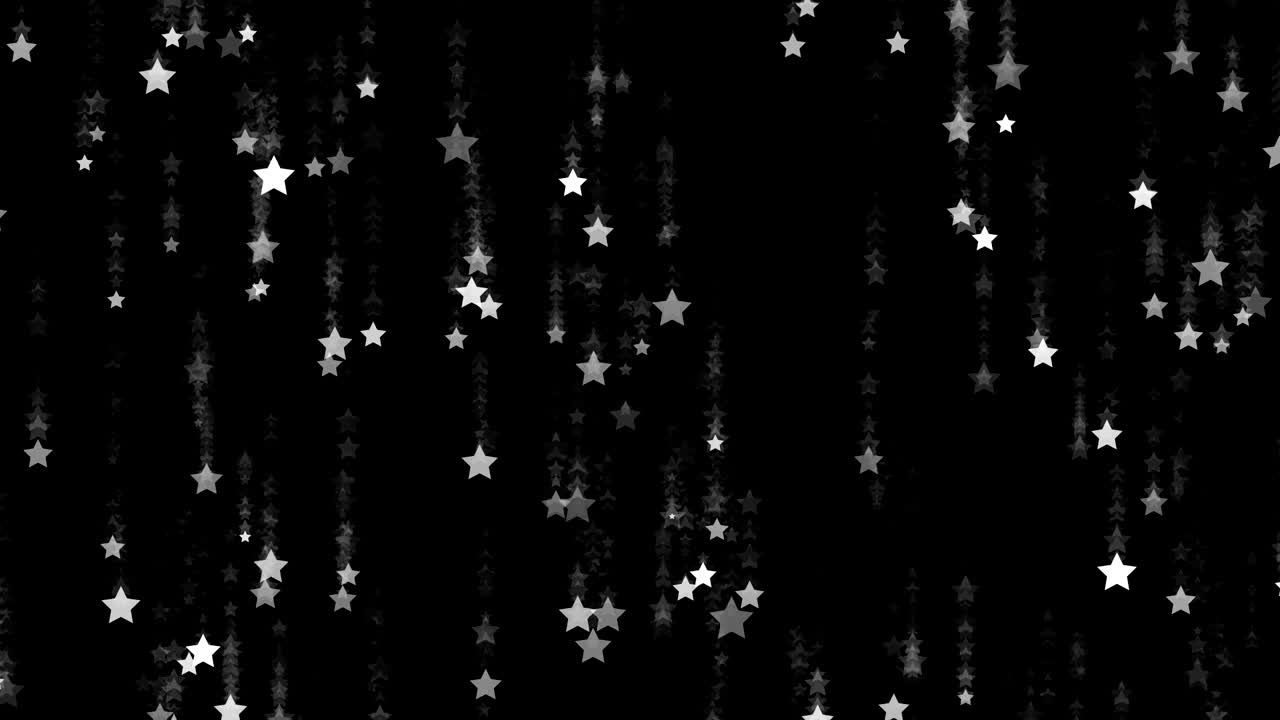 Stars falling rain black background