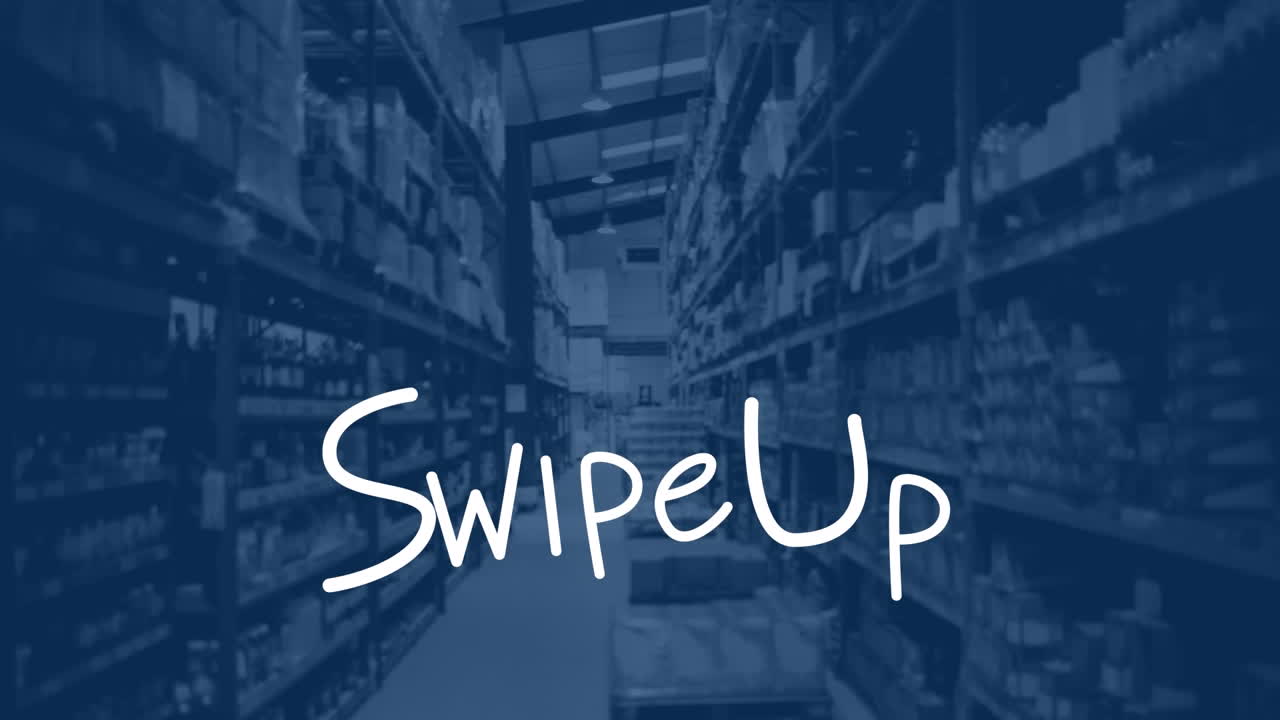Animation of swipe up text over warehouse