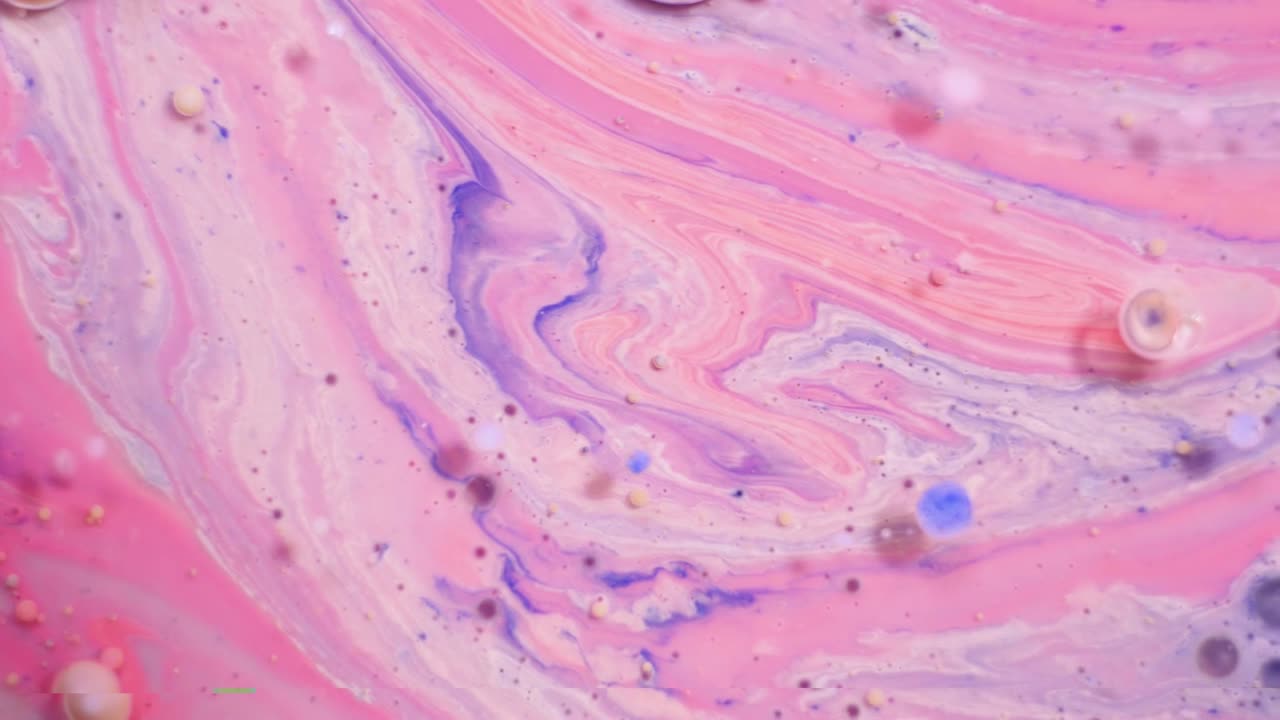 다채로운 거품의 환상적인 구조, 혼란스러운 움직임, 추상적인 다채로운 페인트,  뷰