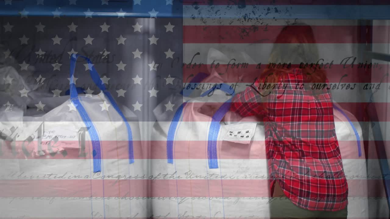 배경 에 있는 사람 위 에 흔들리는 미국  ⁇ 발 의 애니메이션