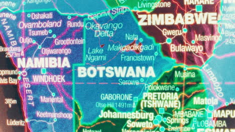 detailed map of southern africa with emphasis on botswana and namibia