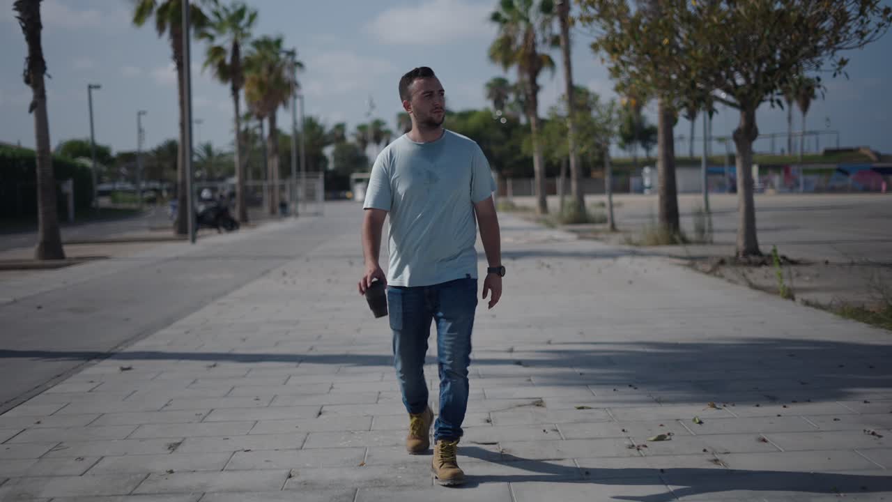 Man Walking on a City Street