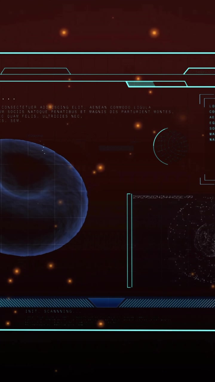 Animation of data processing and blood cell on black background