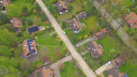 aerial photo of village of houses residential drone above view summer blue sky estate agent