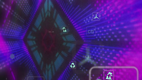 animación de iconos ecológicos a través del túnel digital