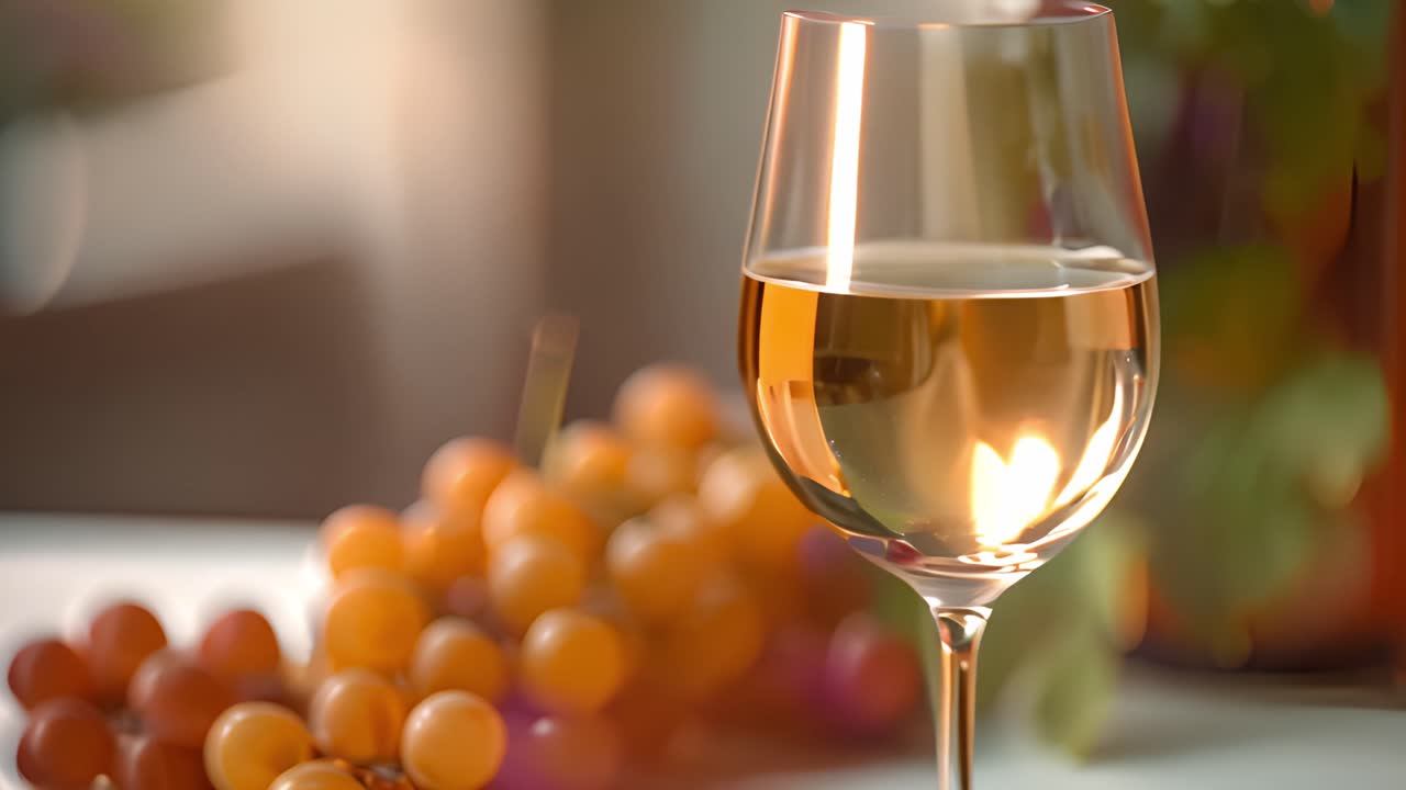 Bicchiere di vino bianco con uva