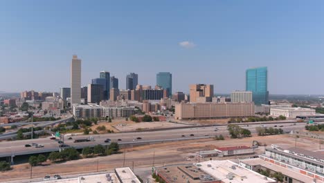 establishing drone shot of fort worth, texas