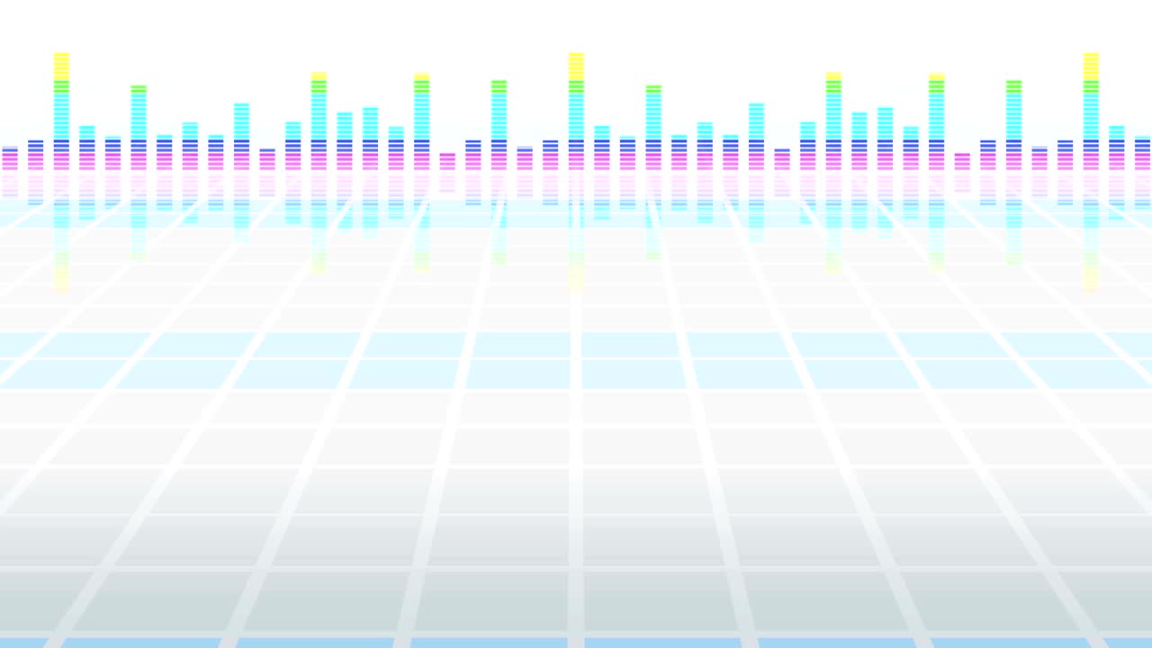 파티를위한 다채로운 음파. 디스코 배경. 추상적인 다채로운 파동 패턴. 음악 이라이저의 루프 애니메이션.