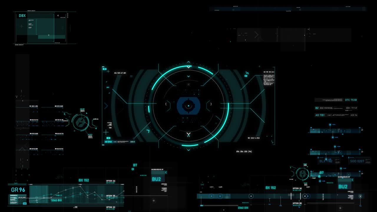 Circle hud head up display interface target pointer element for futuristic cyber technology concept with dark and grain processed